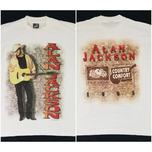 Vintage ALAN JACKSON Country Comfort 1995 Concert Tour Double Side Shirt Adult L